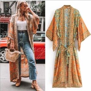 Bohemian floral Kimono Duster Robe